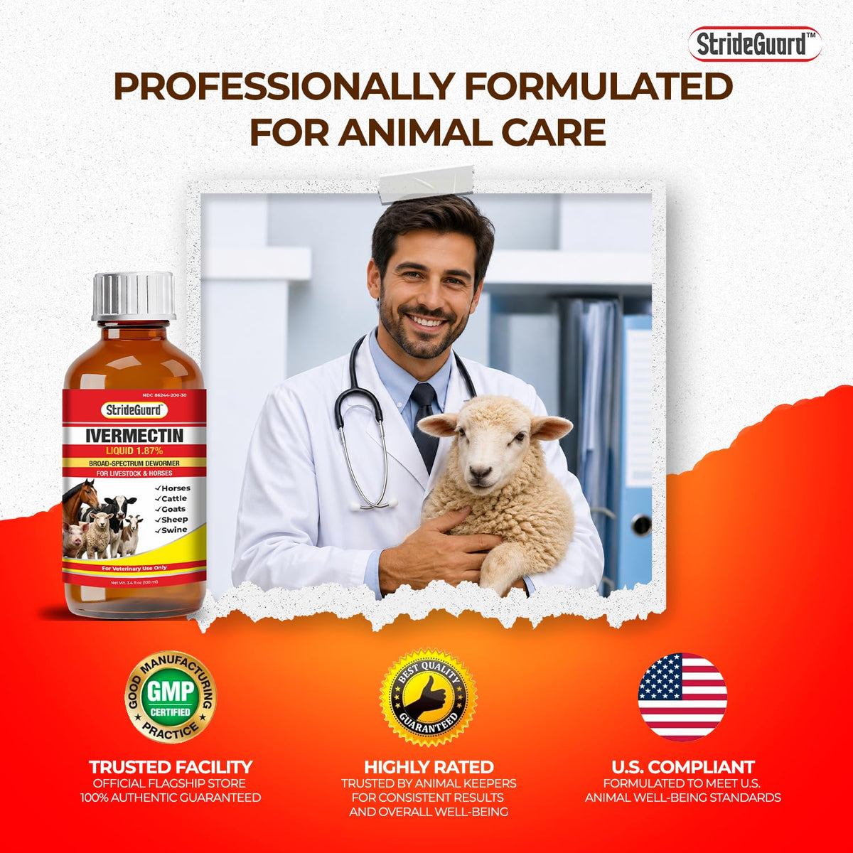 Ivermectin Dewormer for Horses and Goats in high-quality official packaging, available at Curat Cart for effective animal care.