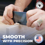 Experience precision with the DFM Tool Works Rectangle Card Scraper, specially curated by Curat Cart for refined woodworking projects.
