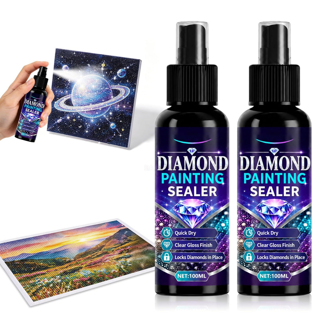 Premium imported Diamond Painting Sealer Spray ensures quick dry and clear gloss finish, ideal for preserving your artwork. Available at Curat Cart.