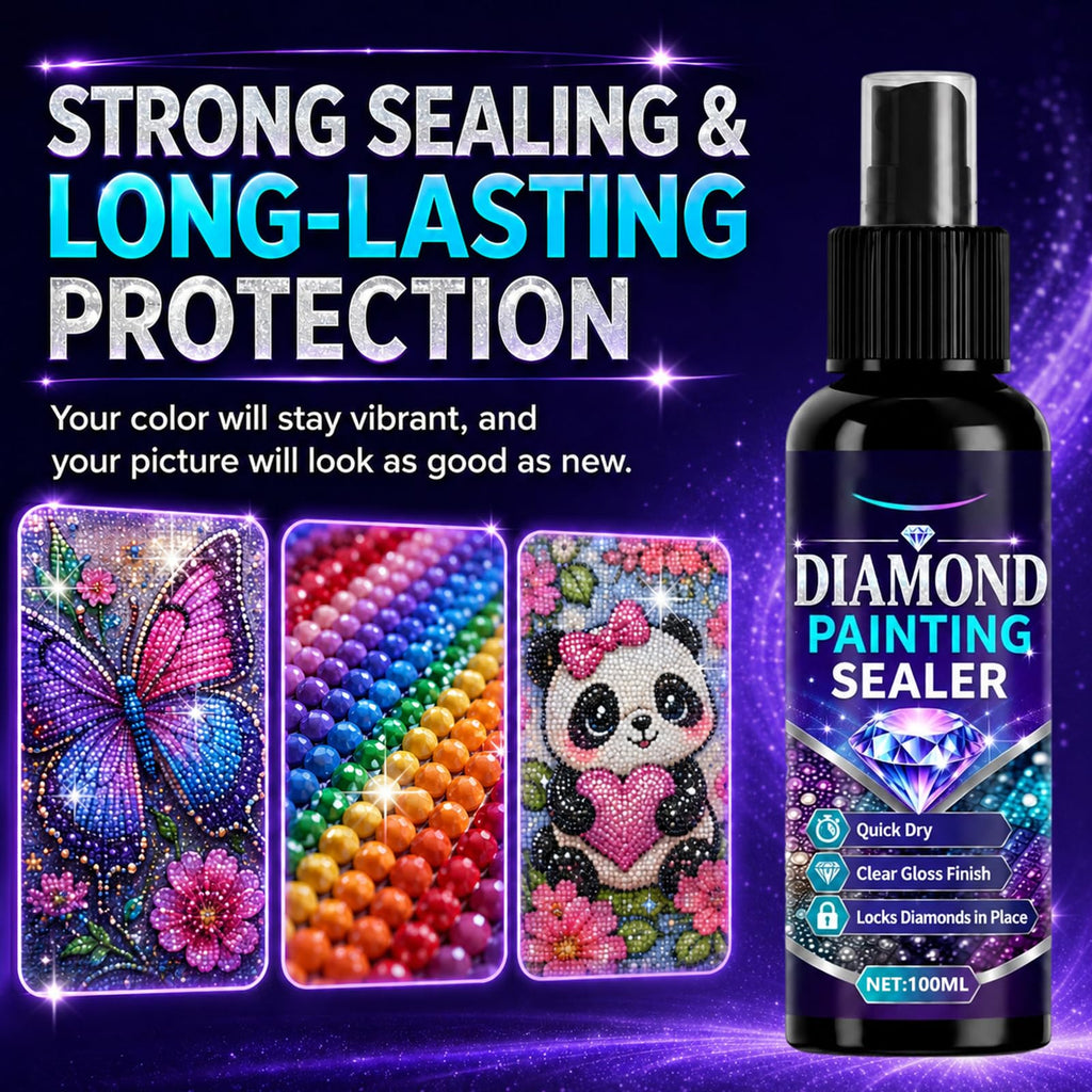 High-quality Diamond Painting Sealer Spray in official packaging, offering strong sealing and long-lasting protection. Available at Curat Cart.