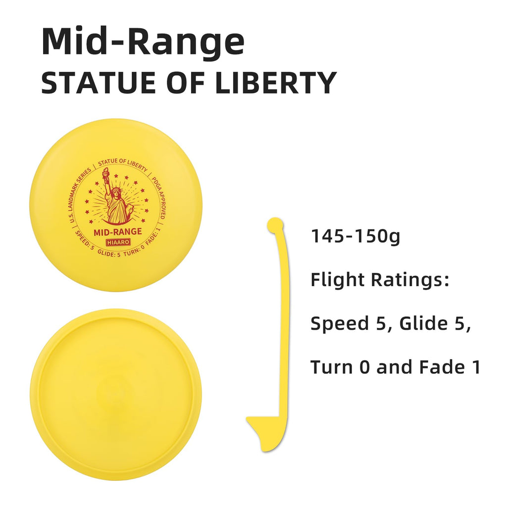 Discover the premium imported Disc Golf Starter Discs Set featuring the Mid-Range Statue of Liberty disc, perfect for beginners. Available at Curat Cart.
