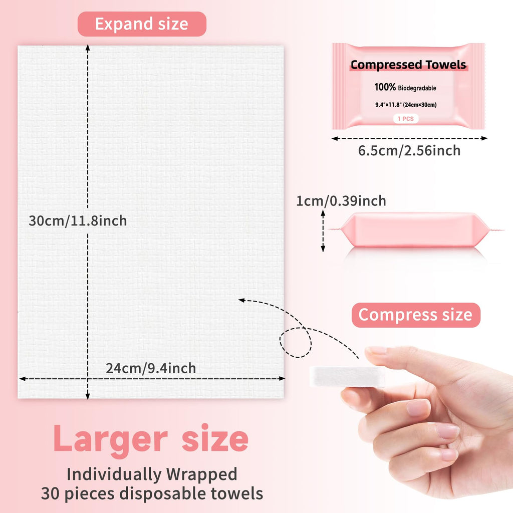 Compressed Face Towels, 100% biodegradable, individually wrapped. Available in India at Curat Cart for your convenience.