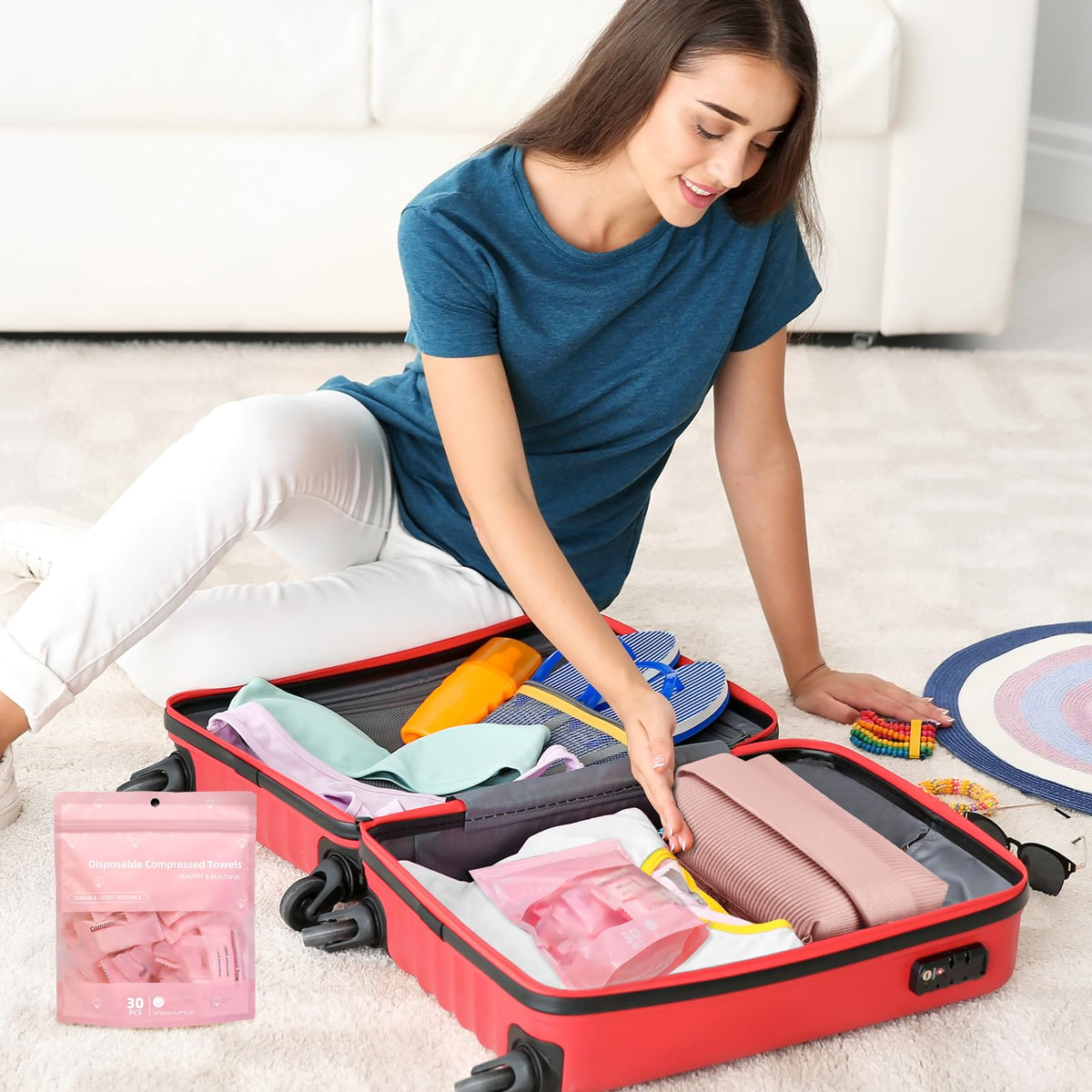 Discover Compressed Face Towels in high-quality packaging, perfect for travel convenience. Available at Curat Cart.