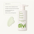 Divi Volumizing Conditioner in a sleek bottle with green label. Hydrates and strengthens fine hair. Verified by CuratCart.