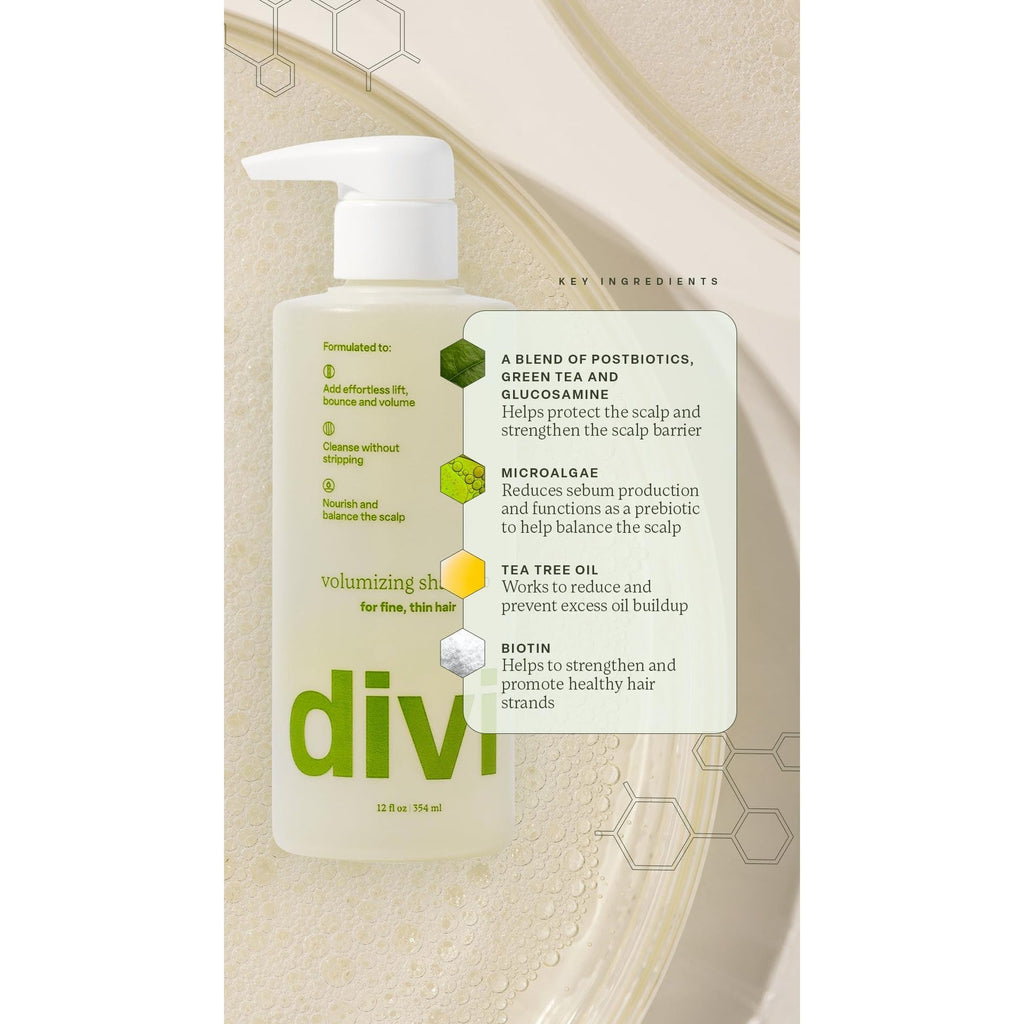 Divi Volumizing Shampoo with key ingredients for fine hair. Order online for delivery in India.