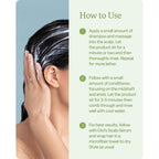 A woman applying Divi Volumizing Shampoo in her hair with instructions for use on the side, enhancing beauty routine.