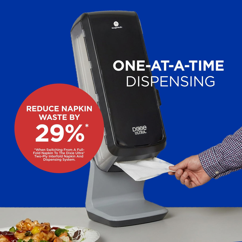 Dixie Ultra Interfold Napkin Refills designed for one-at-a-time dispensing, ensuring 100% Authentic quality, available at Curat Cart.