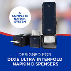 Dixie Ultra Interfold Napkin Refills in official packaging, designed for use with Dixie Ultra dispensers. Available at Curat Cart.