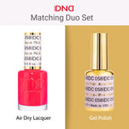 Shop the DND Gel Nail Polish Duo featuring a vibrant pink air dry lacquer and a matching gel polish. Available for order online.