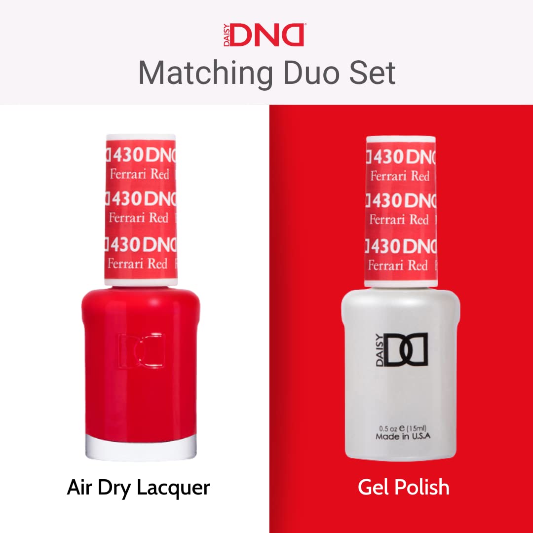 This DND Gel Nail Polish Duo features an air dry lacquer and gel polish, both in vibrant shades. Made in the USA.