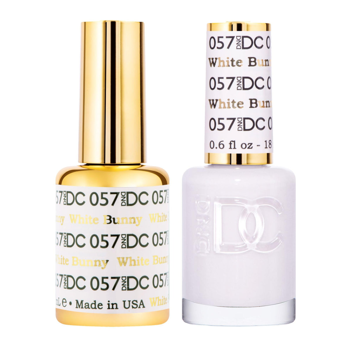 Authentic DND Gel Nail Polish Duo features White Bunny shade in 0.6 fl oz bottles, perfect for stunning manicures.