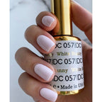 Authentic DND Gel Nail Polish in White, showcasing a smooth application on perfectly manicured nails. Made in USA.