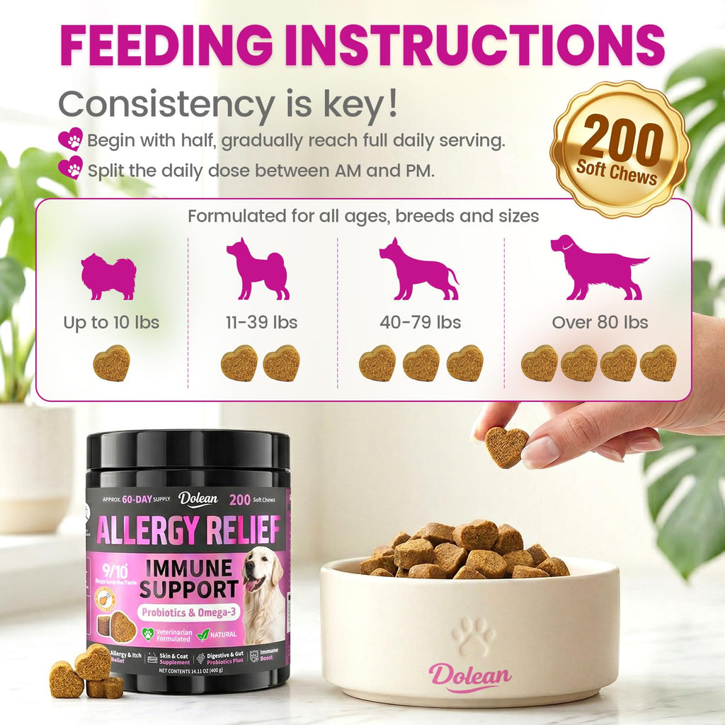 Dog Allergy Chews Itch Relief from Curat Cart, designed for all sizes. Perfect for daily use to soothe allergy symptoms.