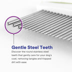Premium Dog Cat Comb Grooming Tool with gentle stainless steel teeth for effective tangles removal. Available at Curat Cart.