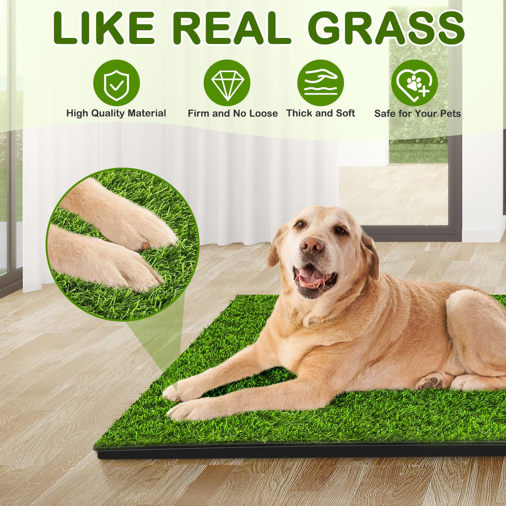 Dog Grass Pad with Tray, specially curated by Curat Cart, mimics real grass for a safe and comfortable pet experience.