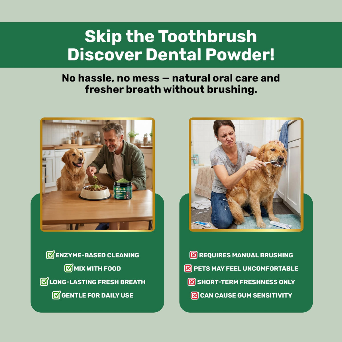 Dogbiotics Dog Dental Powder offers premium imported oral care for pets, ensuring fresh breath without brushing. Available at Curat Cart.