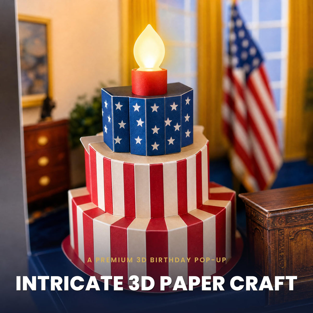 Celebrate with this exclusive Donald Trump Birthday Card, a premium 3D paper craft from Curat Cart. Perfect for unique gifting.