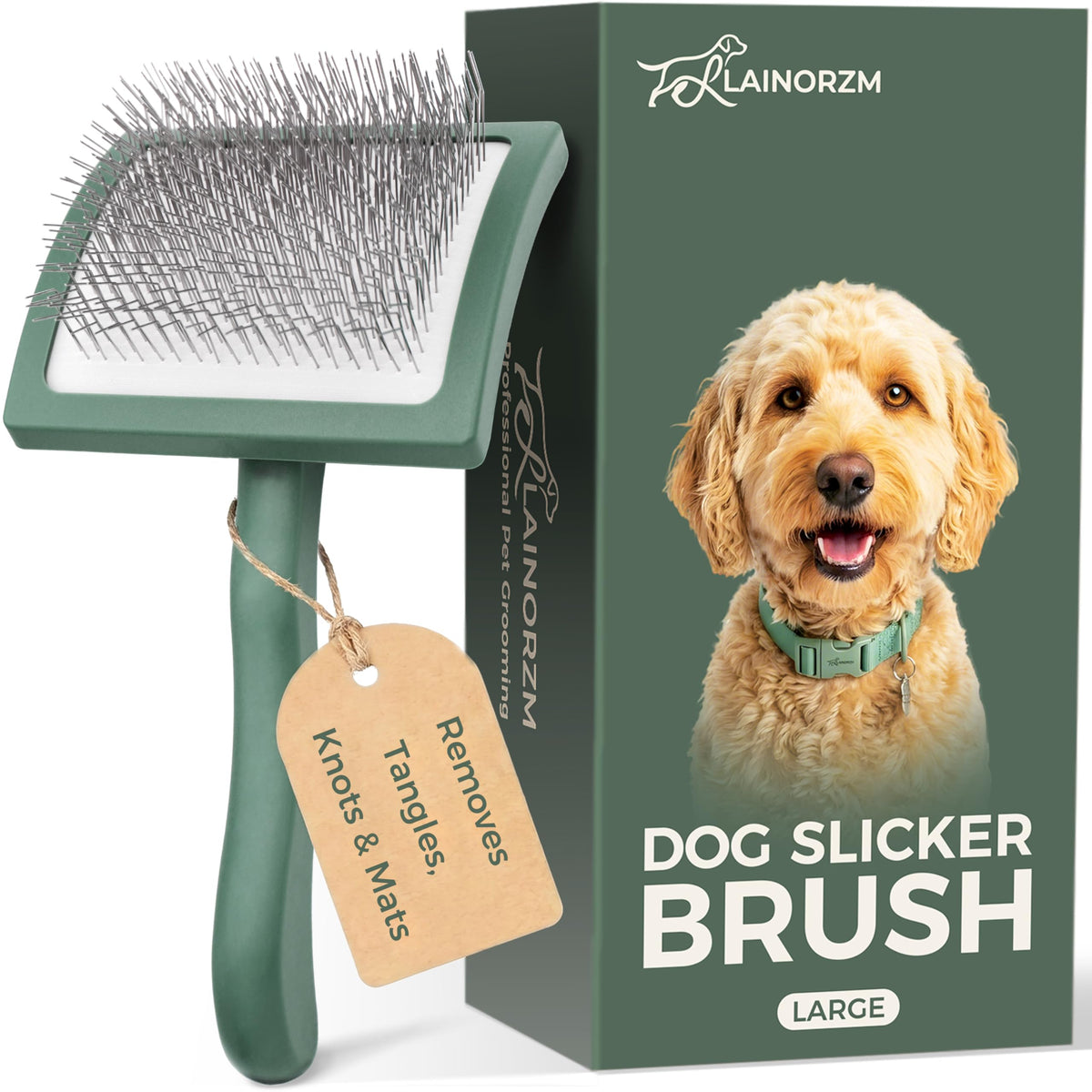 Premium imported Doodle Slicker Brush for dogs, effectively removes tangles and mats. Available at Curat Cart.