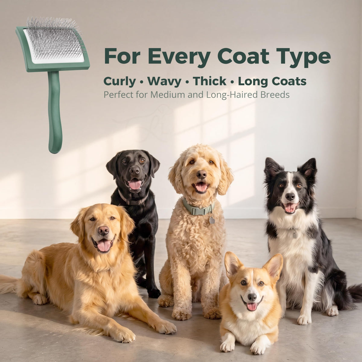 Doodle Slicker Brush for Dogs, ideal for all coat types, available at Curat Cart, 100% Authentic in India.