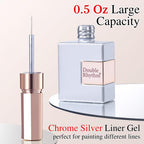 Discover the Double Rhythm Chrome Silver Gel Liner, 15 ml. Perfect for detailed designs with its sleek, elegant packaging.