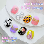 Vibrant, long-lasting nail art featuring colorful designs and ideal thickness. 100% genuine product, lasts 28 days.