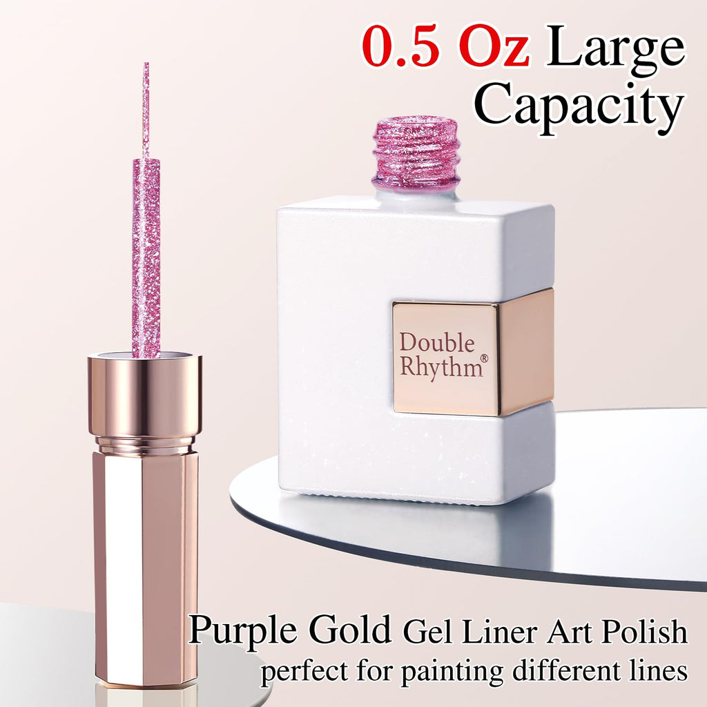 Double Rhythm 15 Ml Metallic Gel Liner in elegant packaging. Perfect for creating vibrant, artistic lines. Premium imported quality.