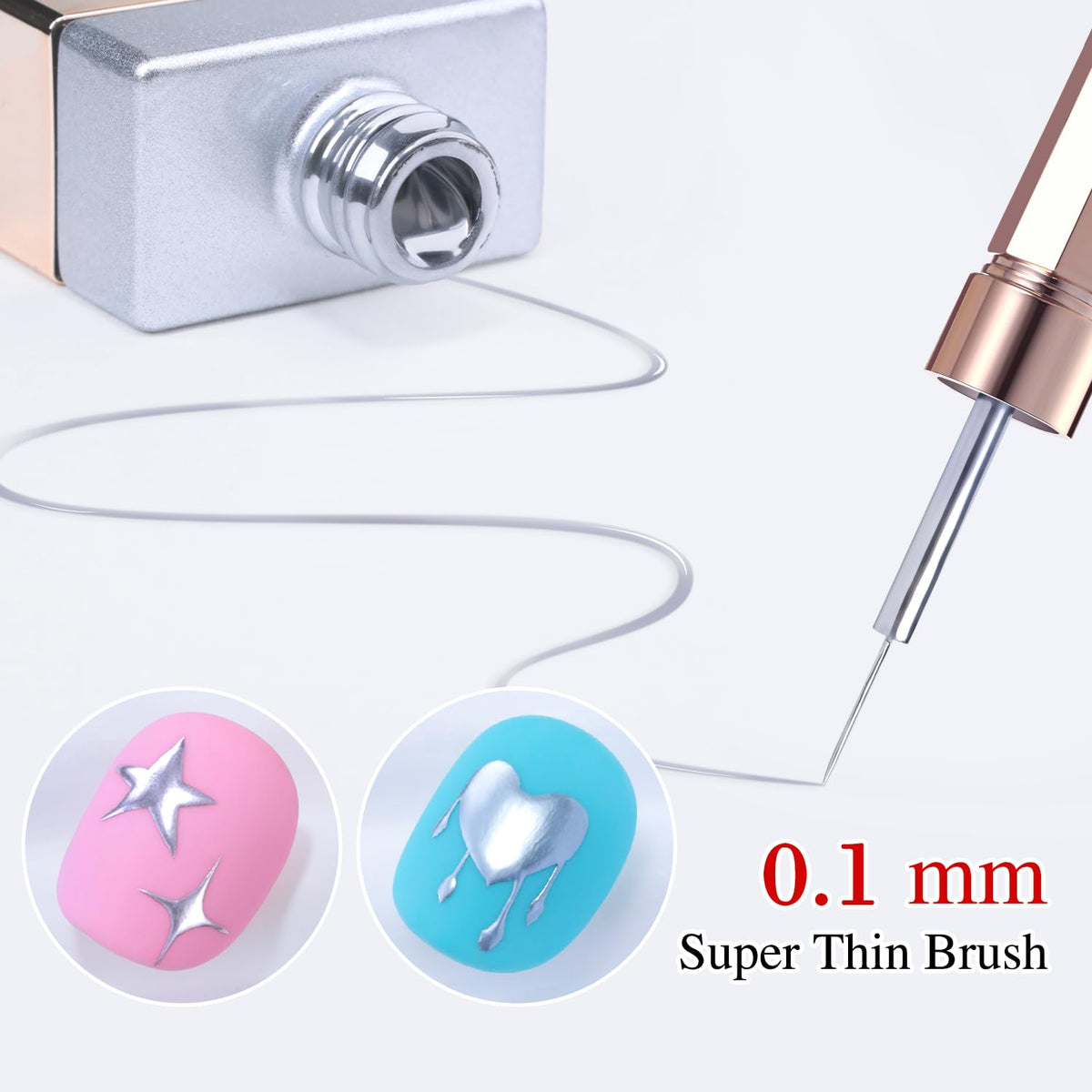 Premium imported 15 ml Double Rhythm Metallic Gel Liner with a super thin 0.1 mm brush for precise application.
