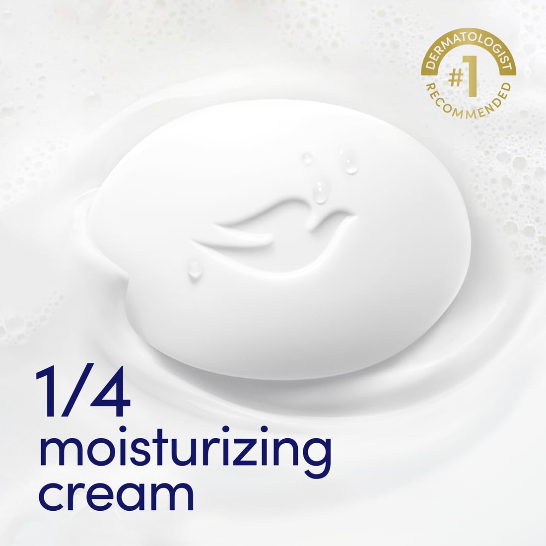 Dove Beauty Bar Soap Original with 1/4 moisturizing cream, showcasing its dermatologist-recommended formula.