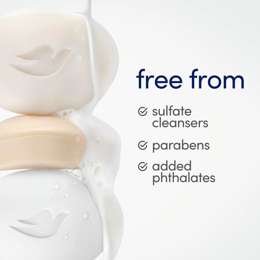 Dove Beauty Bar Soap, 3-pack. Gentle formula, free from sulfates, parabens, and phthalates. Trusted by CuratCart.
