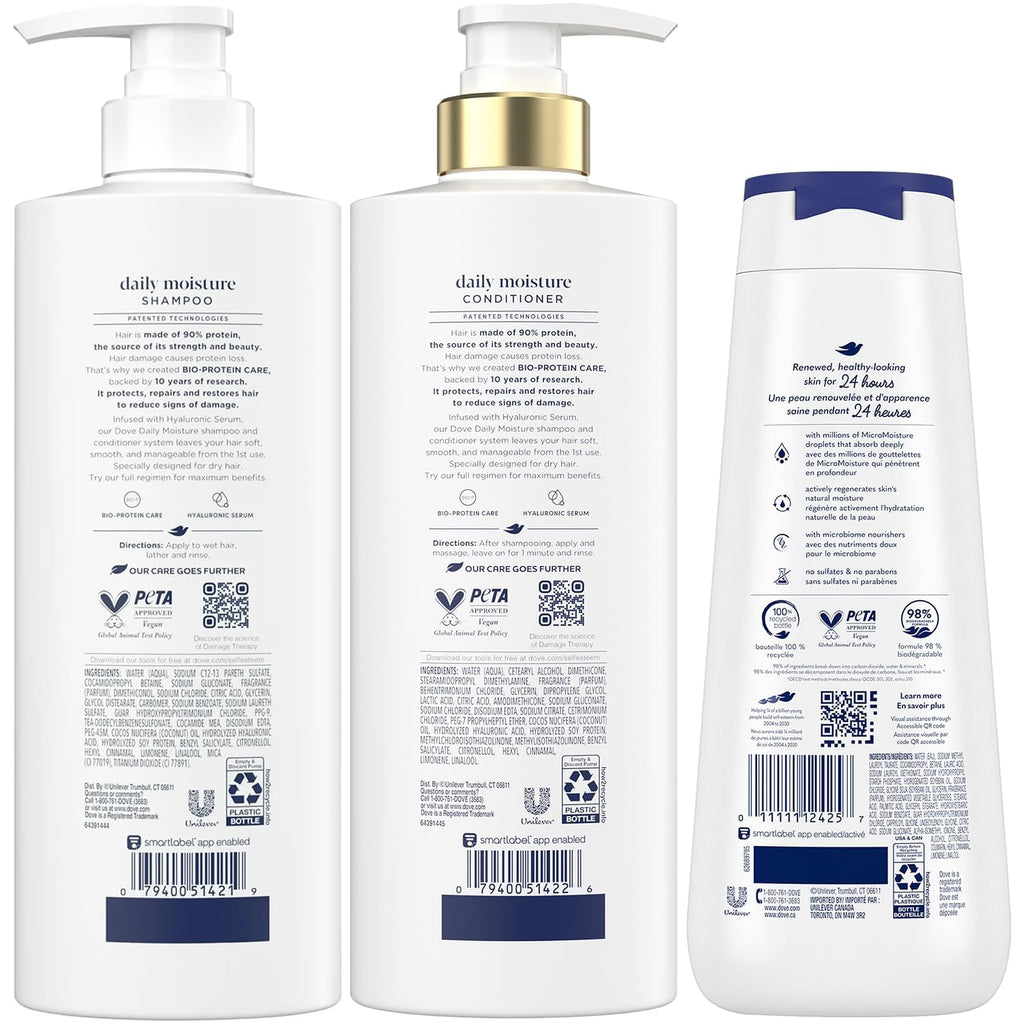 Dove Daily Moisture Shampoo and Conditioner, 100% Authentic, available in India at Curat Cart for nourished hair.