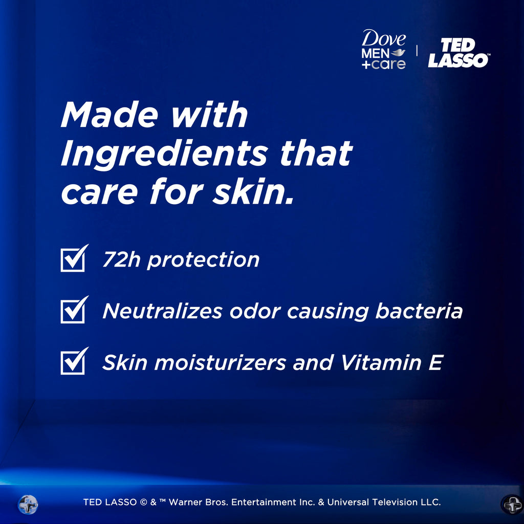 Dove Men Fresh Victory Antiperspirant showcases 72-hour protection, skin moisturizers, and Vitamin E in official packaging from Curat Cart.