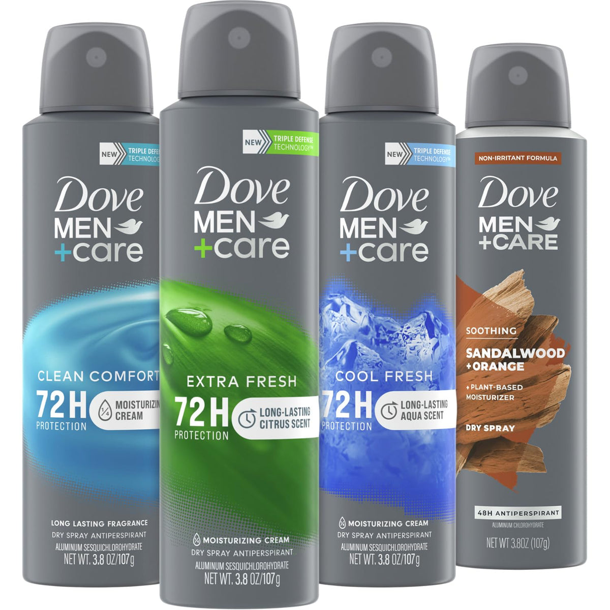 Dove Men Care Dry Spray Antiperspirant offers premium imported freshness with 72H protection. Available at Curat Cart.
