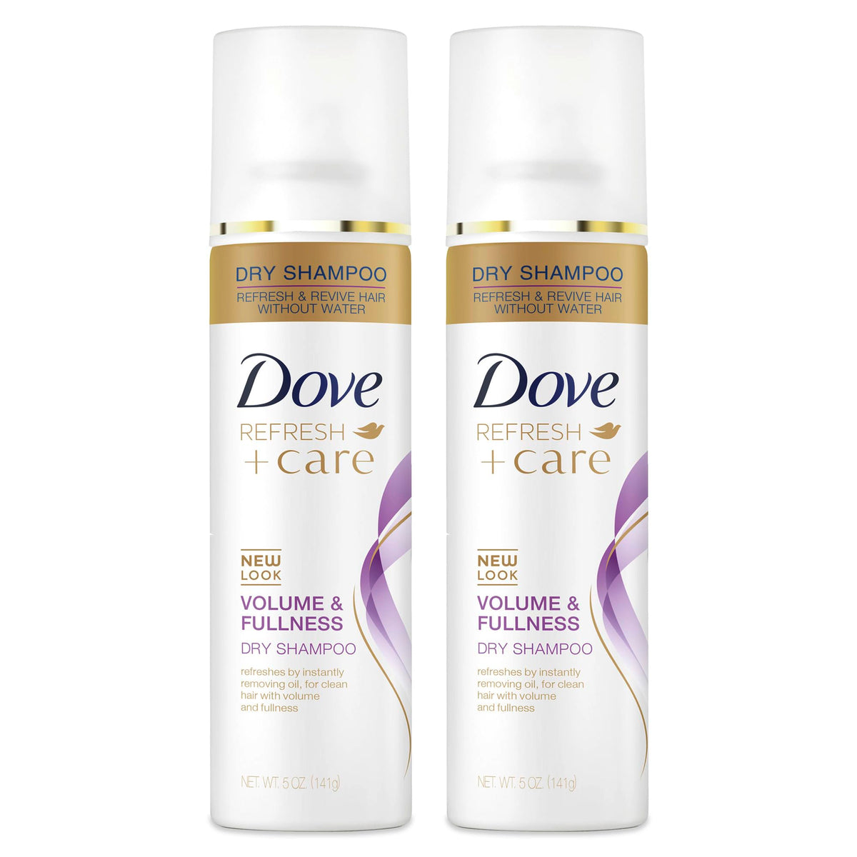 Authentic Dove Volume & Fullness Dry Shampoo, 5 oz bottles, refreshes and revives hair without water. New look!