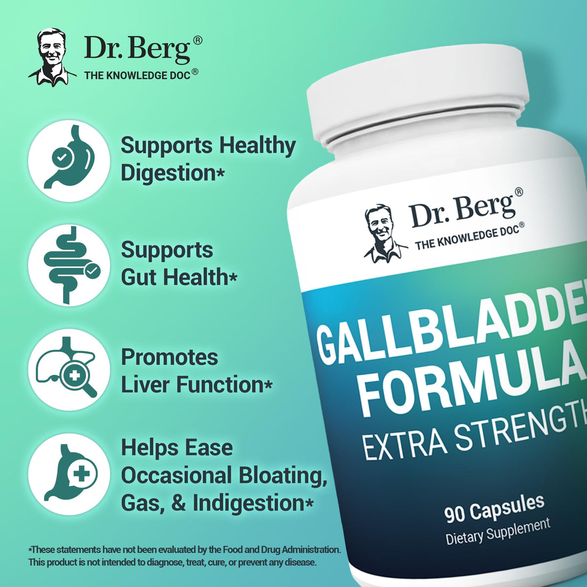 Premium imported Dr. Berg Gallbladder Formula, supports digestion, gut health, and liver function in 90 capsules.