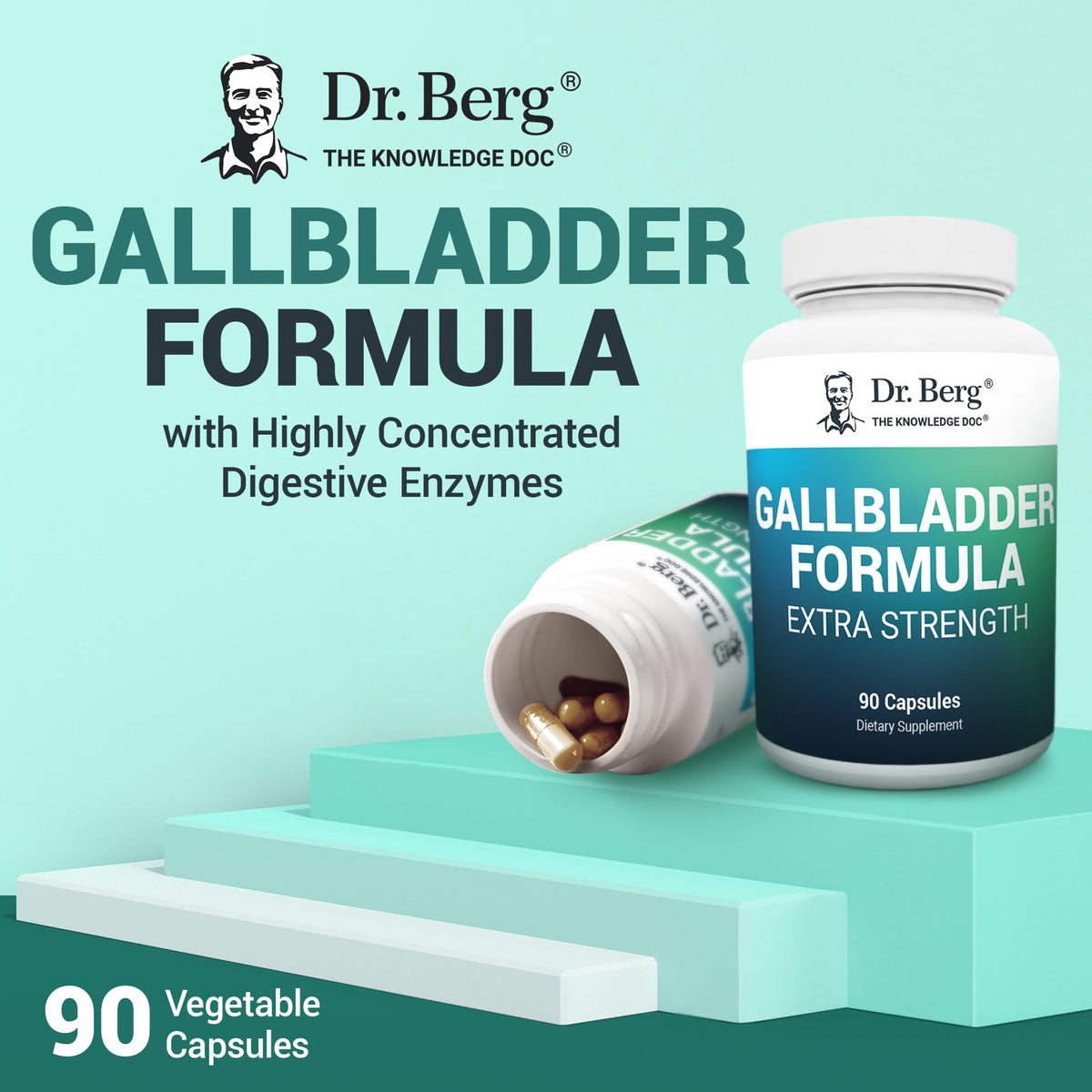 Dr. Berg Gallbladder Formula Extra Strength, 90 vegetable capsules. Verified by CuratCart for quality and trust.