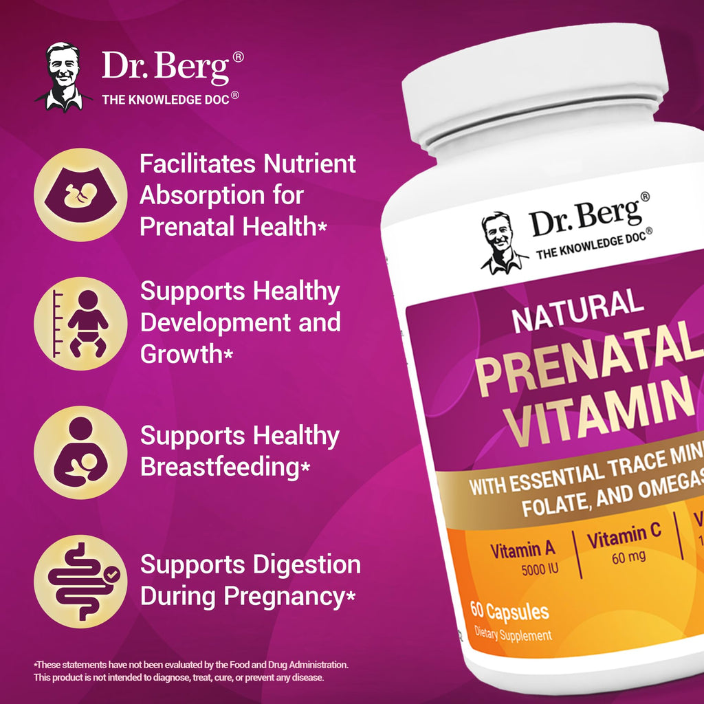 Dr. Berg Prenatal Vitamins for Women, specially curated by Curat Cart, support pregnancy health and nutrient absorption.