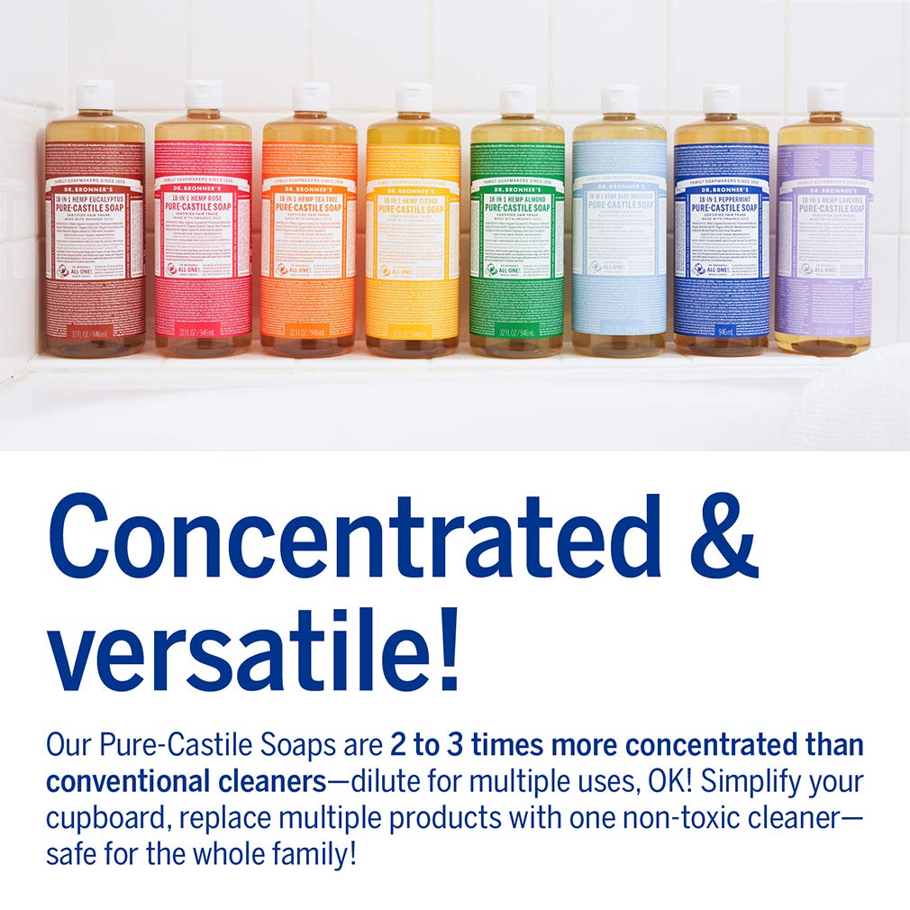 Explore Dr. Bronner's Pure-Castile Liquid Soap, verified by CuratCart. A versatile, non-toxic cleaner for the whole family!