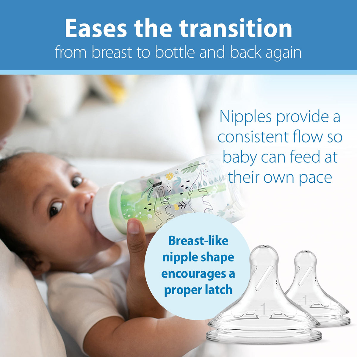 Dr. Brown's Anti-Colic Baby Bottles ensure a smooth transition from breast to bottle, exclusively available at Curat Cart.