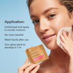 Dr Dennis Gross Alpha Beta Glow Pad in official packaging, demonstrating easy application for a radiant glow. Available at Curat Cart.