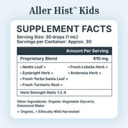 High-quality packaging of Dr. Green Mom Aller Hist Kids Support showcases detailed supplement facts. Available at Curat Cart.