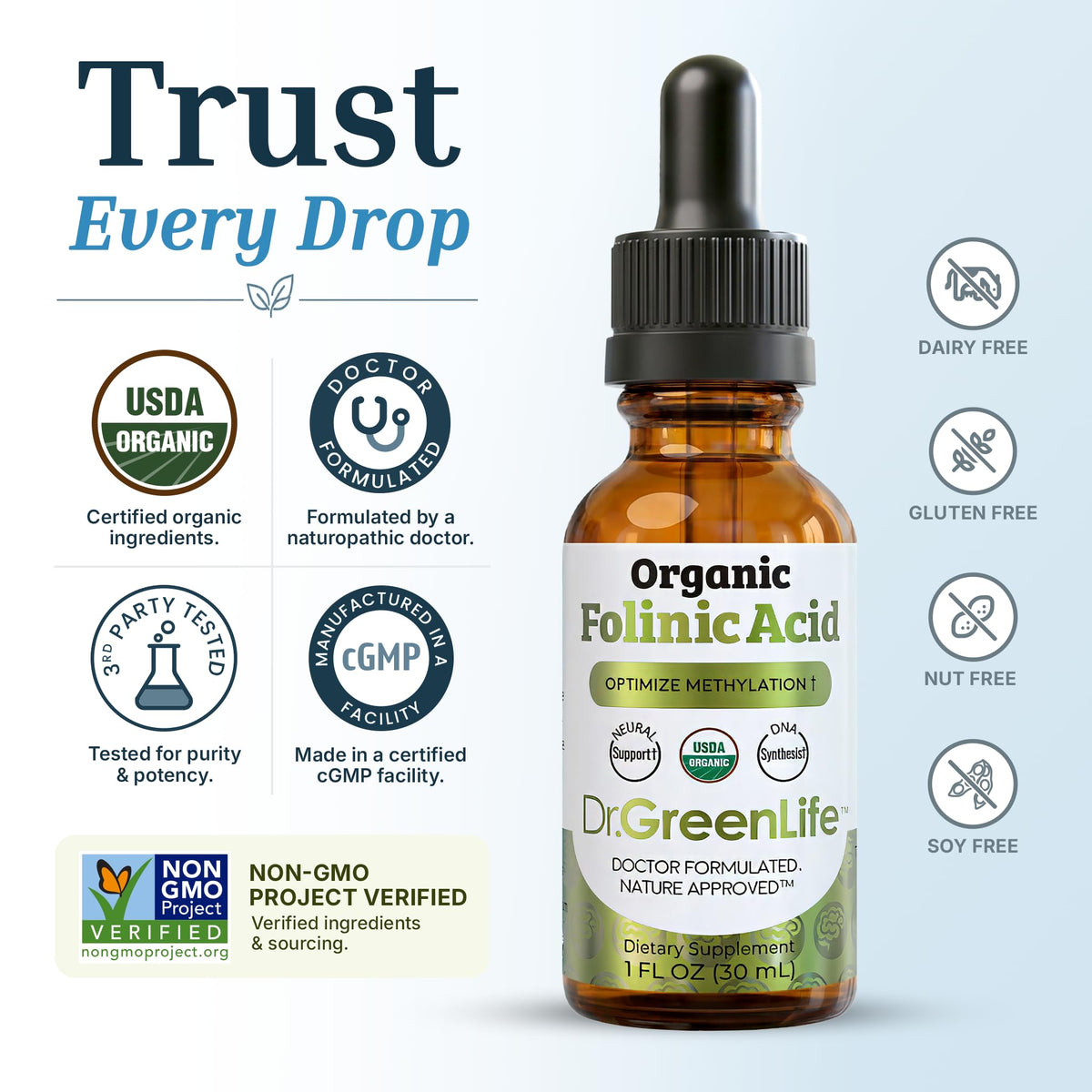 Explore Dr. Green Mom Folinic Acid in high-quality packaging, certified organic and doctor formulated. Available at Curat Cart.