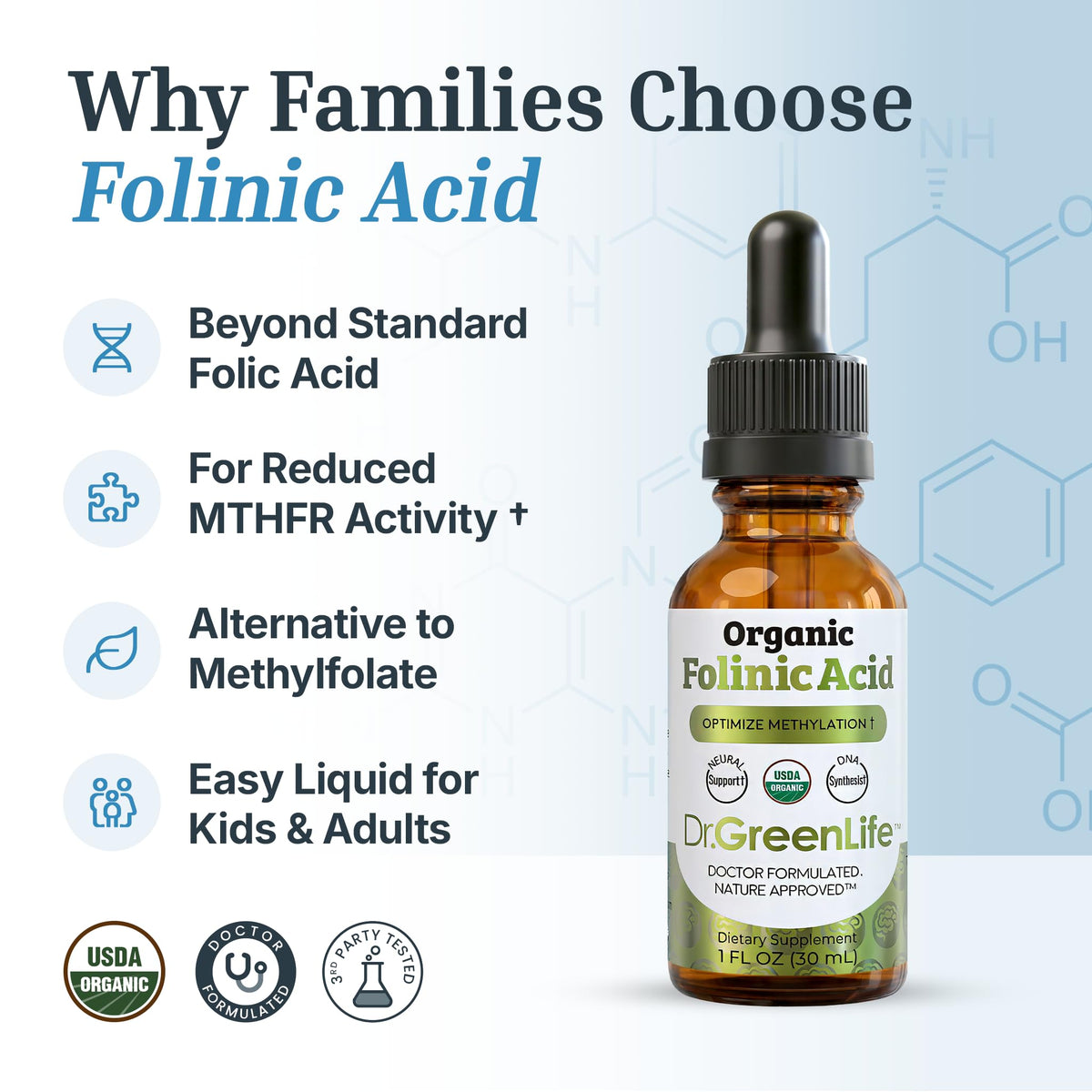 Discover Dr. Green Mom Folinic Acid, a premium imported dietary supplement for enhanced MTHFR activity, available at Curat Cart.