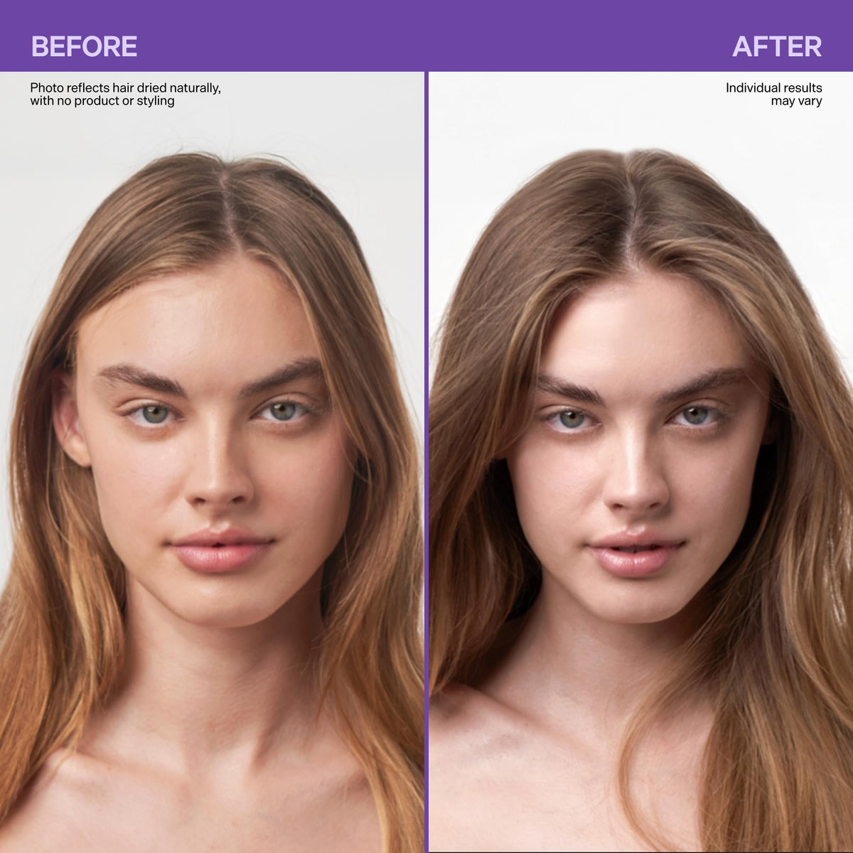 Before and after using Dr. Groot Hair Thickening Shampoo, showcasing enhanced volume. Verified by CuratCart.