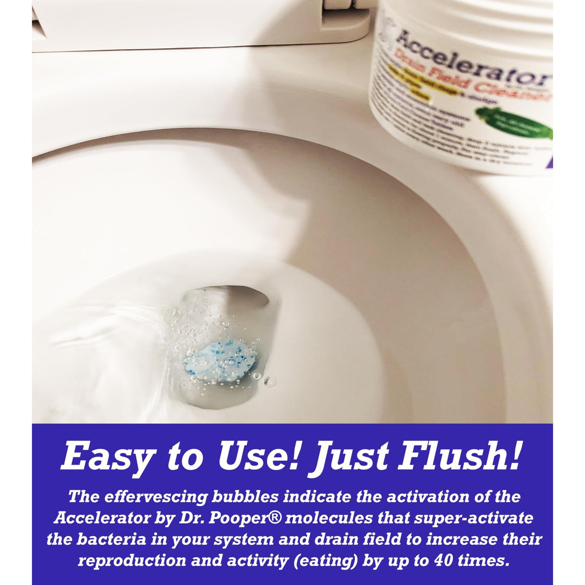 Discover Dr. Pooper Drain Field Cleaner, specially curated by Curat Cart, with effervescing bubbles activating bacteria for optimal performance.