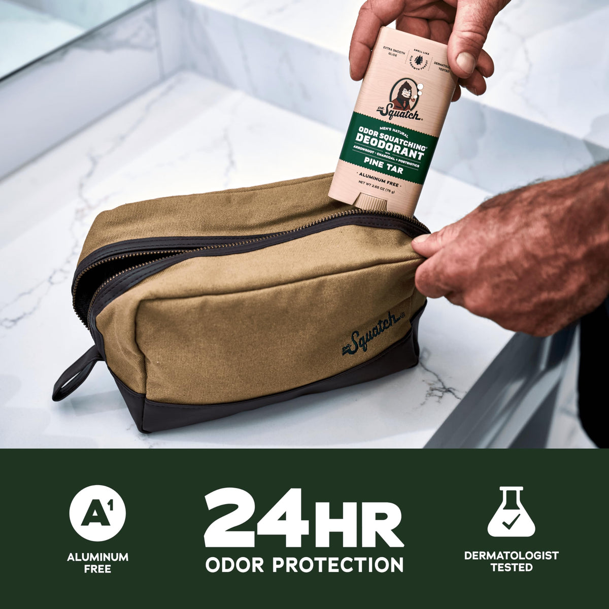 Discover Dr. Squatch Natural Deodorant in Pine Tar, offering 24-hour odor protection. Available for order in India.