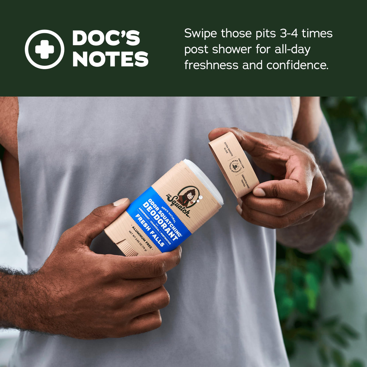 Premium imported Dr. Squatch Natural Deodorant for all-day freshness and confidence post-shower.