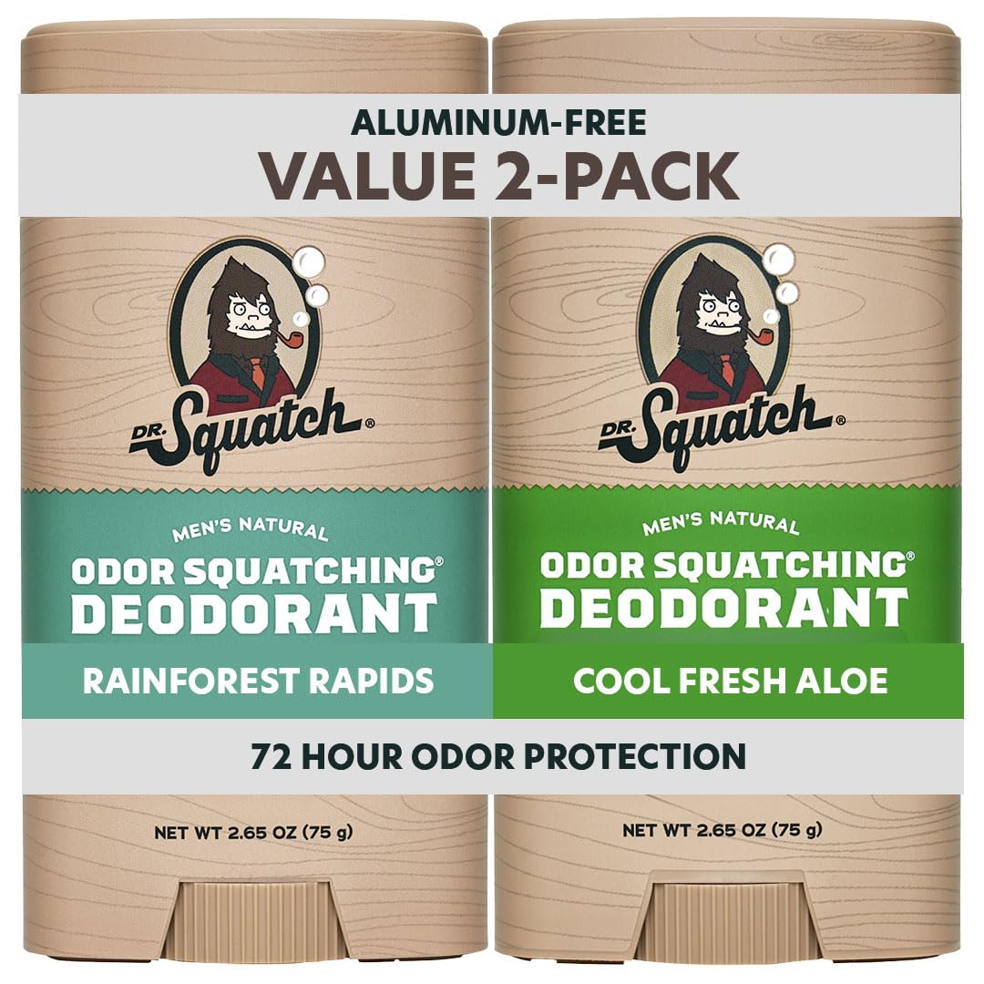 Shop Dr. Squatch Natural Deodorant 2-pack with Rainforest Rapids and Cool Fresh Aloe, available for order in India.