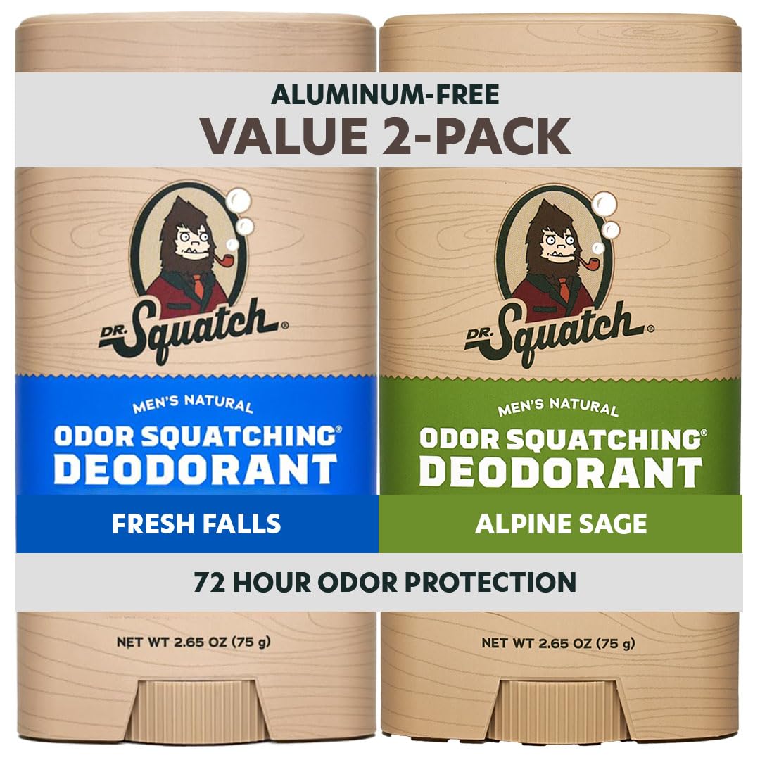 Order Dr. Squatch Natural Deodorant 2-pack, Fresh Falls and Alpine Sage, available in India for lasting freshness.