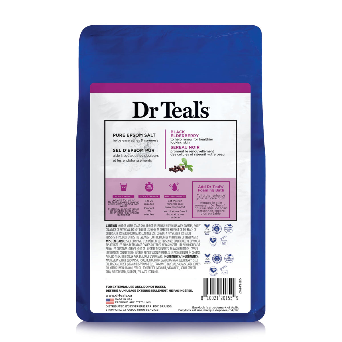 Dr Teal's Black Blueberry Epsom Salt, ideal for relaxation and soothing baths. Order online now for home delivery.