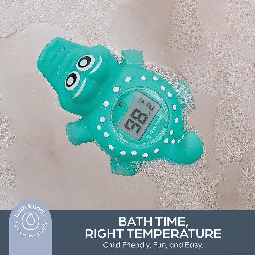Dreambaby Floating Crocodile Bath Thermometer ensures safe bath temperatures. 100% Authentic, available at Curat Cart in India.